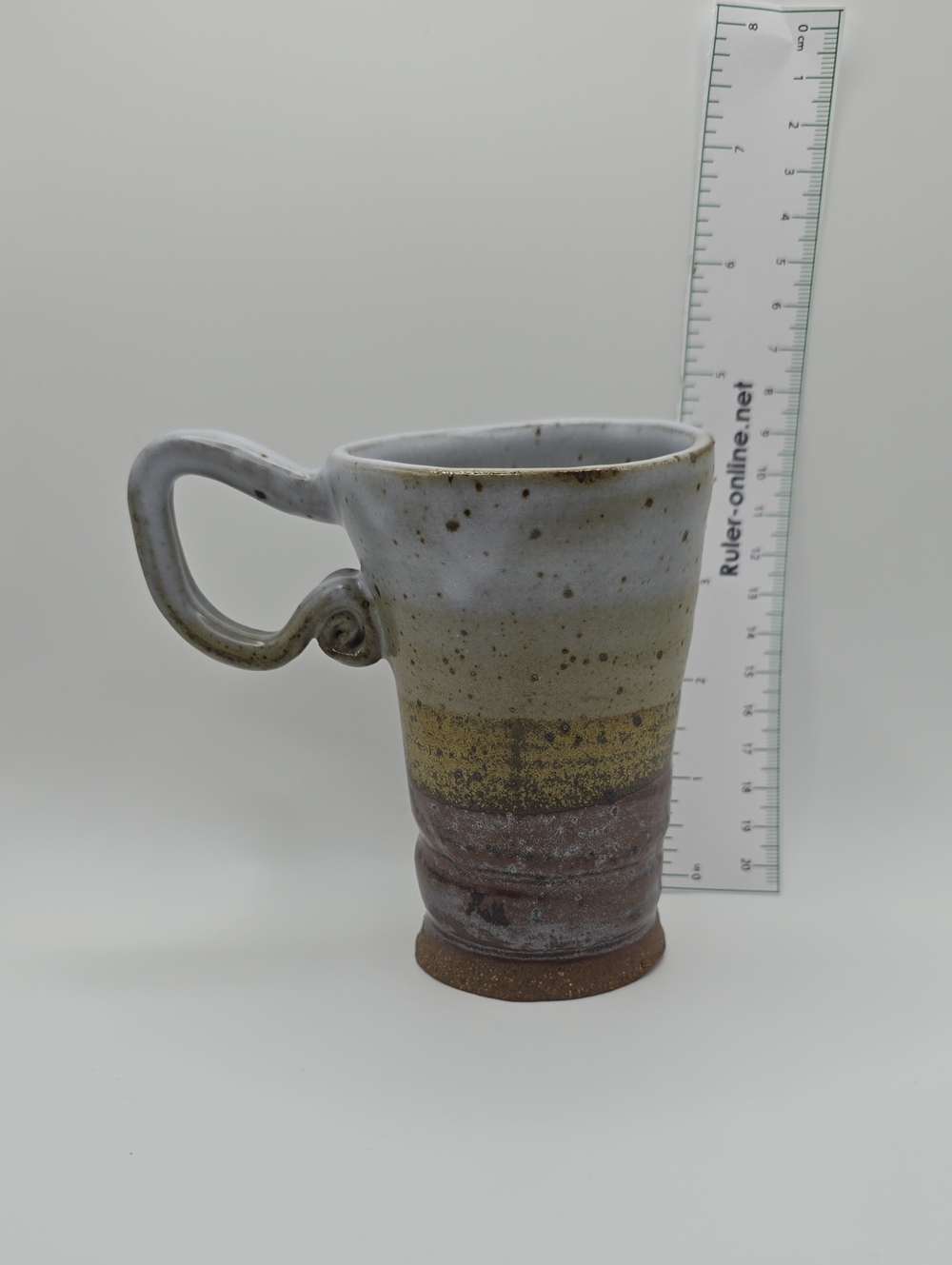Handmade Ceramic Art Mug - White, Gold, Brown